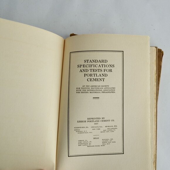 1917 Standard Specifications and Tests for Portland Cement Antique Book - Picture 4 of 6